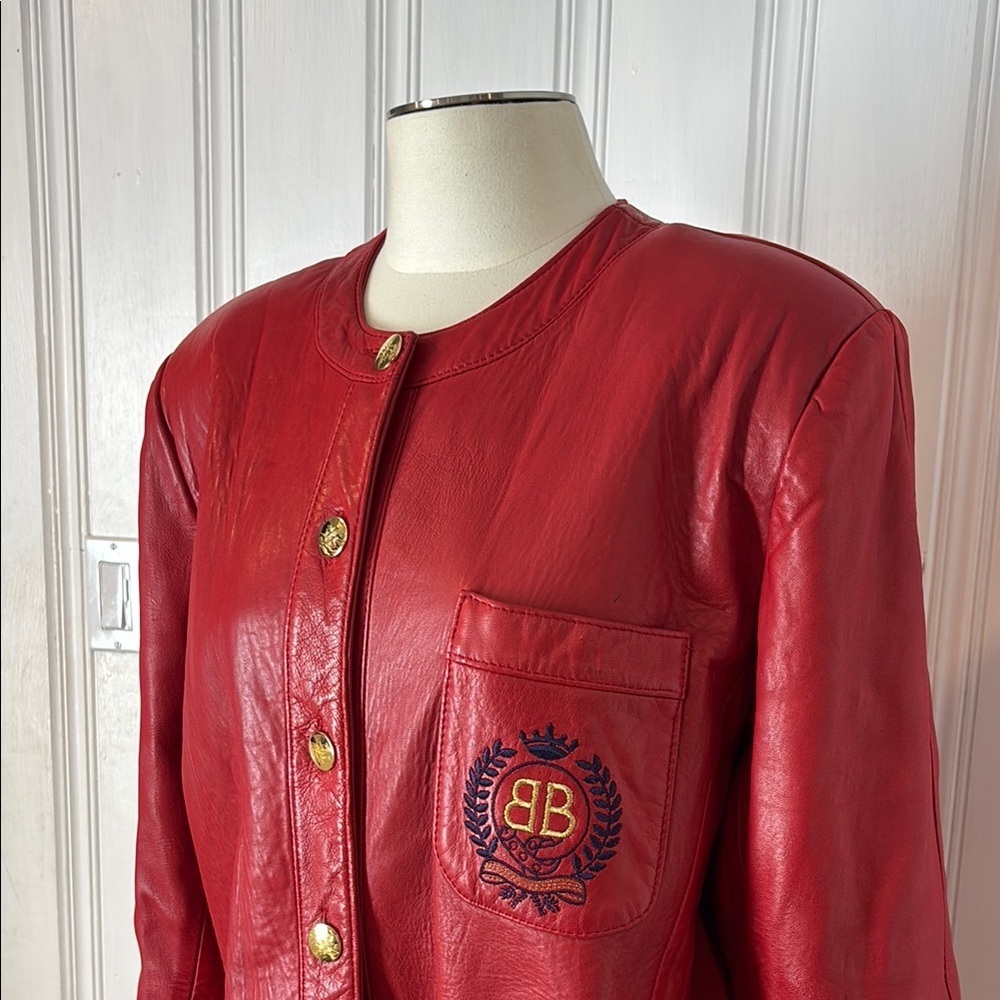 ๐ฅ Stunning Vintage Red Leather Coat by Bagatelle (Margaret Godfrey) ๐ฅ - Picture 4 of 10